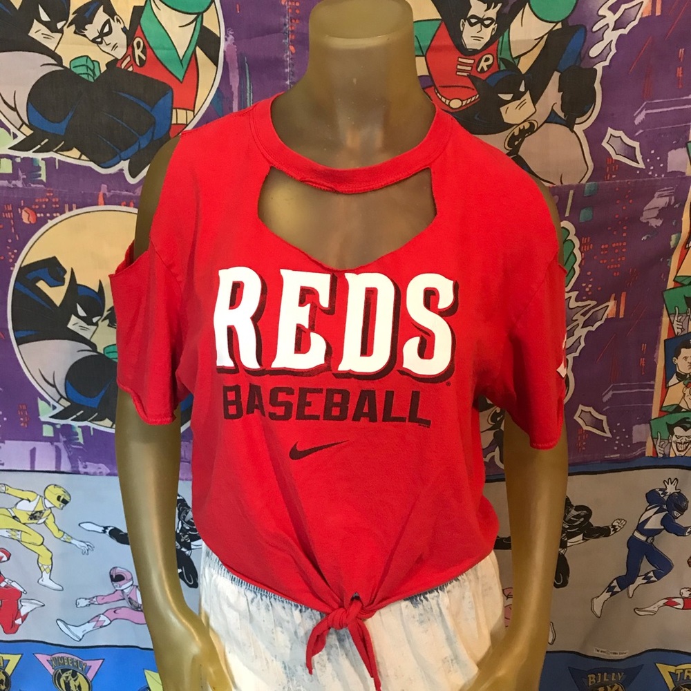Nike Cincinnati Reds Custom Cut and Cropped Tee
